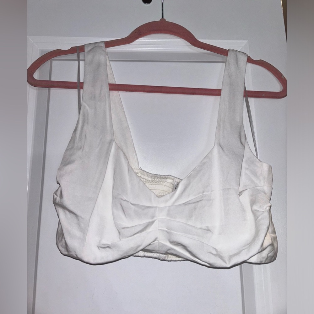 White bralette crop top
